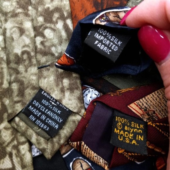 Novelty Neckties,  Set Of 3 GUC 💯 % Silk Eagle Cigar Law - Picture 10 of 10